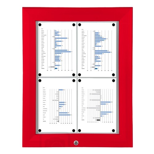 Schaukasten T-Line 4 x DIN A4 rot (vergrößert)