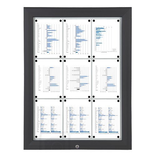 Schaukasten T-Line 9 x DIN A4 schwarz (vergrößert)