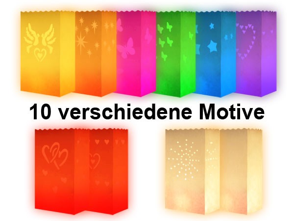 Lichttüten Candle Bags 10er Set - bunte Farben Lichttüten Candle Bags 10er Set - bunte Farben