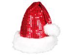Weihnachtsmütze rot mit Pailletten und Pelzrand 49 Weihnachtsmütze rot mit Pailletten und Pelzrand 49