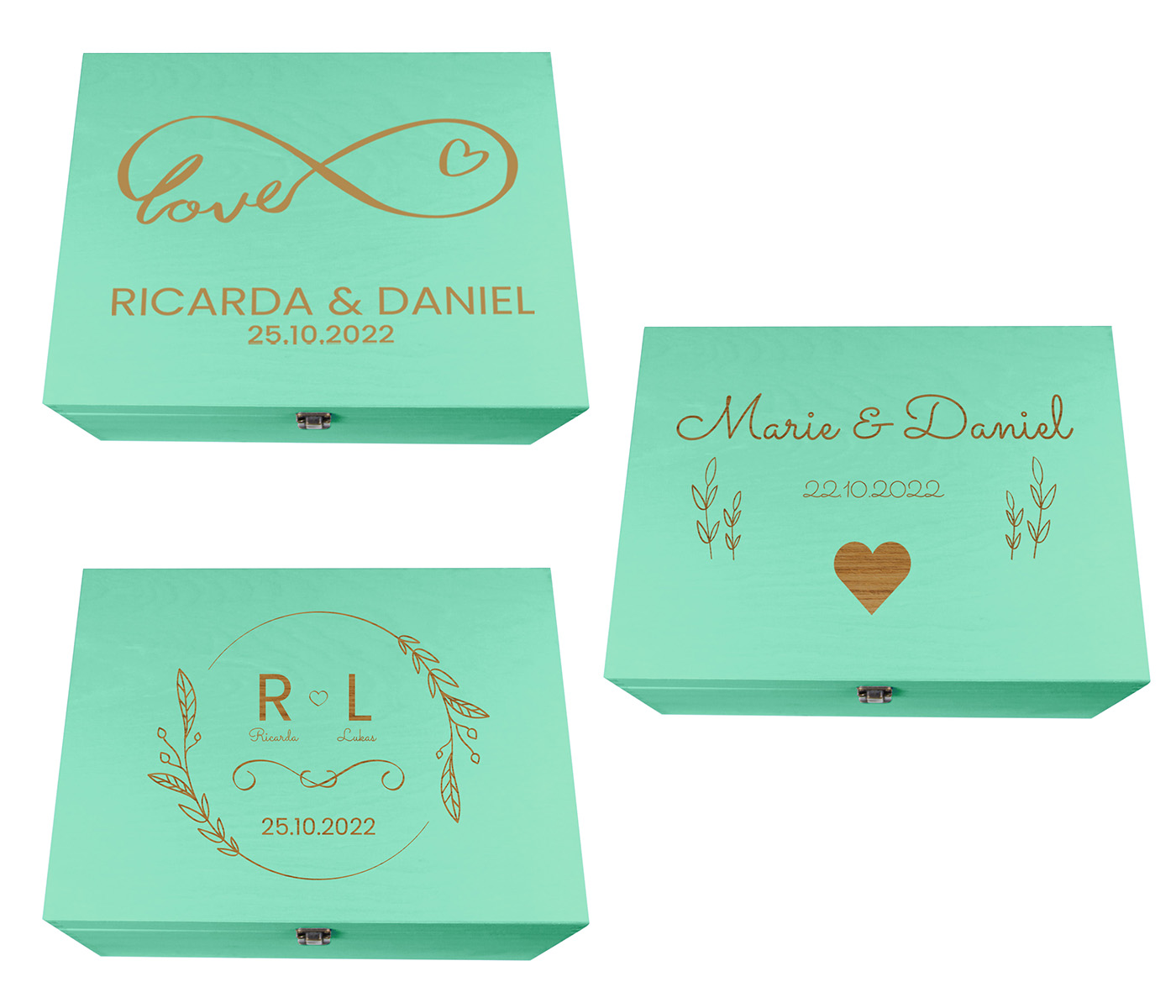 Holzkiste Hochzeit Mint Personalisiert Mit Deckel F r Die Hochzeit 
