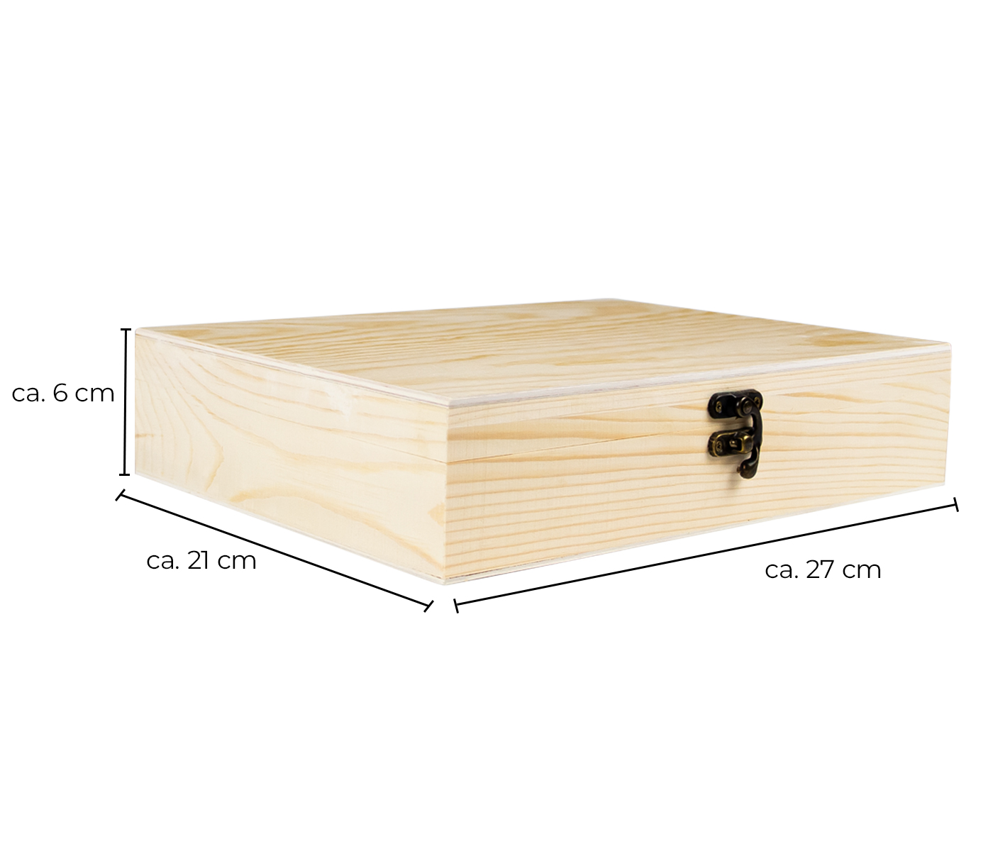 Flache Holzbox mit Deckel Klein Holzkiste Holz Schatzkiste Schatulle aus  Naturholz mit Verschluss - Rechteckige, stabile und langlebige