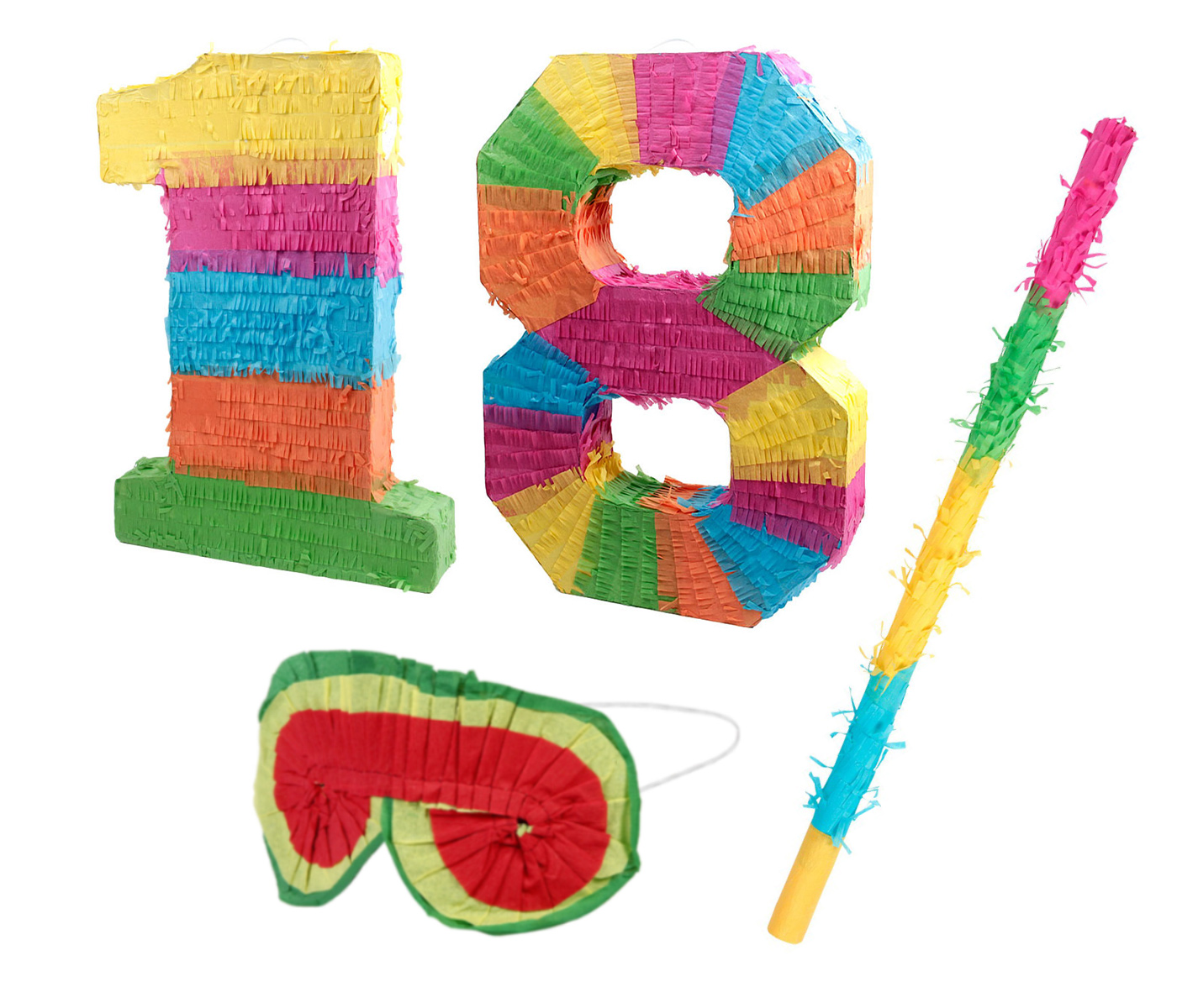 Alsino Pinata Set Zahlen SchlagPinata Maske Schlagstock Geburtstag Piñata zum Befüllen für