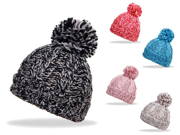 Kunstfell-Bommel-Mütze Mütze Strick-Mütze Winter-Mütze Beanie Ballon-Mütze