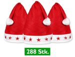 288 Stück Weihnachtsmützen Nikolausmützen Rot mit Leuchtsterne 288 Stück Weihnachtsmützen Nikolausmützen Rot mit Leuchtsterne