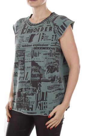 Diesel S-Svan-A FELPA Damen Shirt Sweatshirt Kurzarm Grün