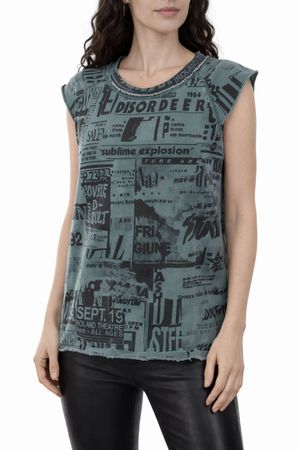 Diesel S-Svan-A FELPA Damen Shirt Sweatshirt Kurzarm Grün