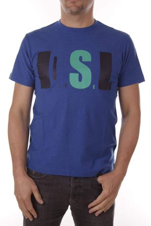 Diesel T-Joe-QB Herren T-Shirt Rundhals Kurzarm Blau