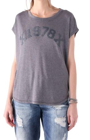 Diesel T-Zola-S Felpa Damen Shirt Kurzarm Grau