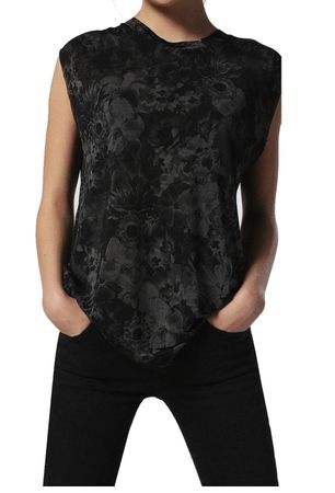 Diesel T-Wessy-F Maglietta Damen Shirt Ärmellos Schwarz