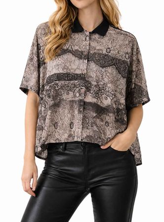 Diesel C-Steph Shirt Damen Bluse Kurzarm Grau