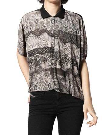Diesel C-Steph Shirt Damen Bluse Kurzarm Grau