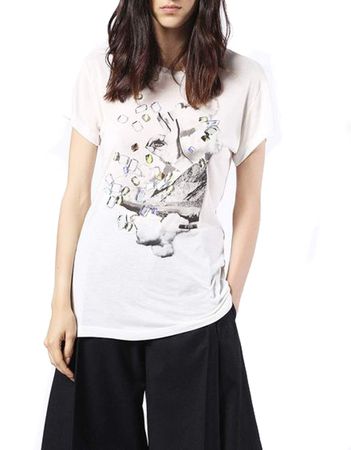 Diesel T-Smile-G Maglietta Damen Shirt Creme