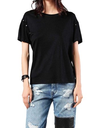 Diesel T-Kisha Maglietta Damen Shirt Schwarz