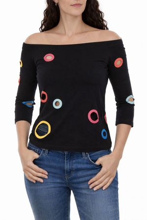 Diesel T-Orga-B Top Damen Off-Shoulder Shirt Schwarz