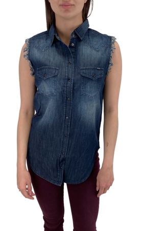 Diesel DE-Sovita Shirt Damen Jeanshemd Ärmellos Blau