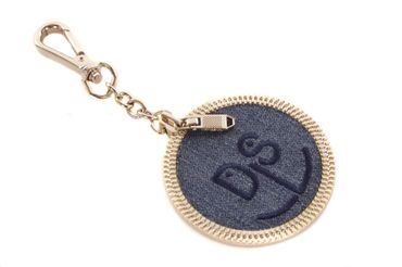 Diesel "DE-INDIGO STITCH" DSL CHARM -Keyring Schlüsselanhänger Vergoldet 0220-357