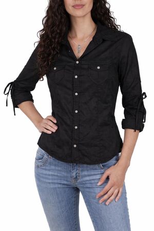 Diesel Damen Bluse Langarm Perlas  Camicia Schwarz  Gr. M