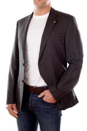 Tommy Hilfiger Herren Blazer Sakko Grau Kariert