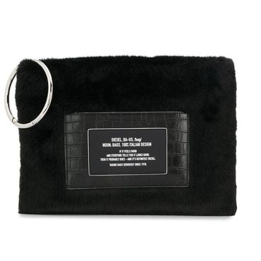 Diesel "DUKESS" BABE Clutch Kunstfell Damen Schwarz 0721-536