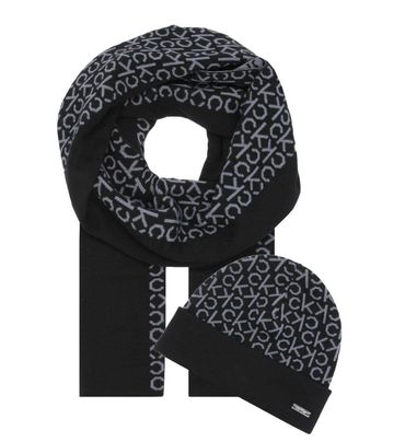 Calvin Klein Herren Geschenkset Mütze und Schal Schwarz