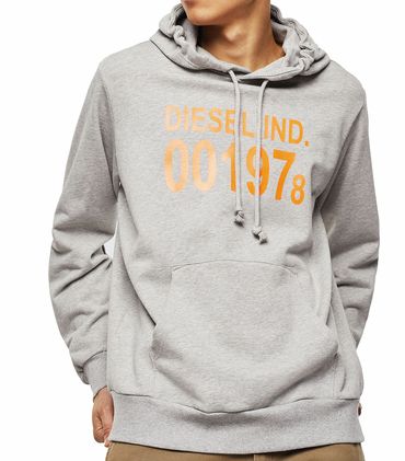 Diesel S-Girk-Hood Herren Sweatshirt Hoody Kapuzenshirt Grau
