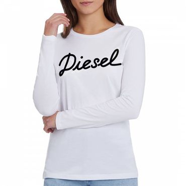 Diesel T-Sily-Simo Maglietta Damen T-Shirt Langarm Weiß