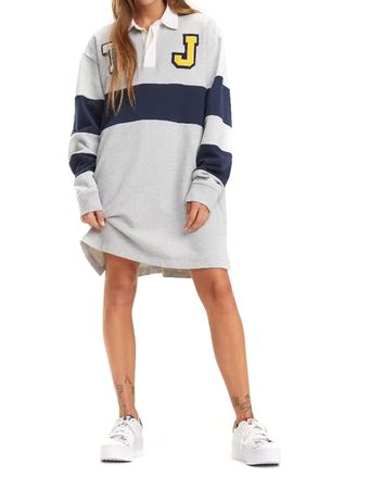 Tommy Hilfiger Damen Tjw Rugby Dress L/S Sweatkleid Langarm Grau