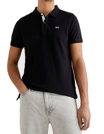 Tommy Jeans Herren Poloshirt TJM SOLID STRETCH DM0DM12219-BDS Schwarz