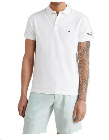 Tommy Jeans Herren Poloshirt SIGNATURE SLV LOGO MW0MW24605-YBR Weiss