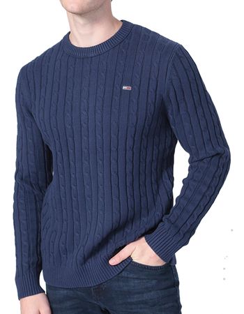 Tommy Jeans Herren Pullover TJM ESSENTIAL CABLE Twilight Navy