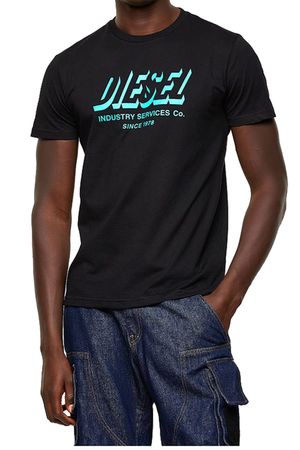 Diesel Herren T-DIEGOS-A5 T-SHIRT Rundhals Kurzarm Schwarz