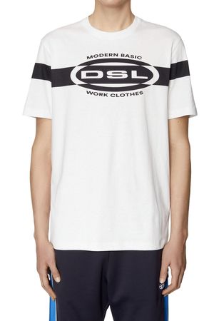 Diesel "T-JUST-HS1" Herren T-Shirt Rundhals Kurzarm Creme-Weiß