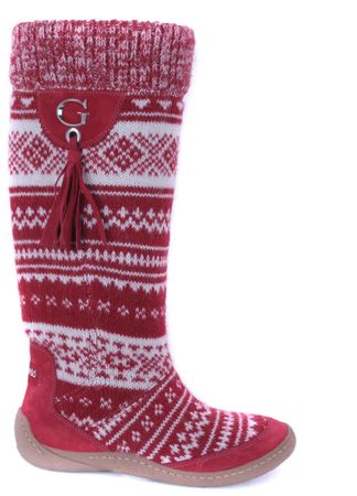 Guess Damen Boots Stiefel Strickstiefel Rot Gr. 36 #6