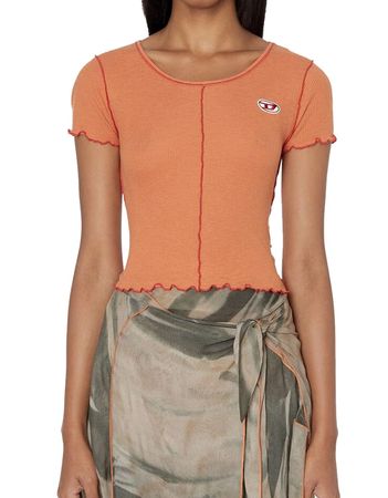 Diesel Damen "T-Ribyelle Top" Kurzarm T-Shirt Slim Fit Orange