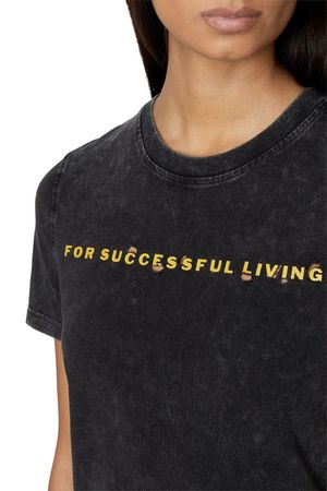 Diesel "T-Reg-E4 Maglietta" Damen T-Shirt Schwarz 900