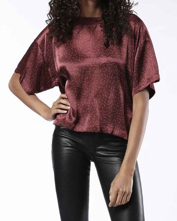 Diesel T-Liamy Top Damen Bluse Blusenshirt Seidentop Kurzarm