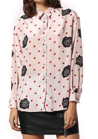 Diesel C-Nicole Camicia Damen Bluse Langarm Rosa