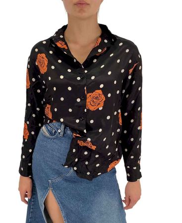 Diesel C-Nicole Camicia Damen Bluse Langarm Schwarz