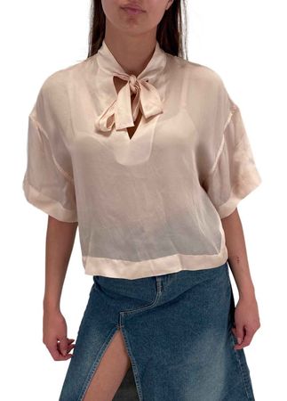 Diesel C-Jim-A Camicia Damen Bluse Kurzarm Creme