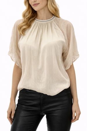 Diesel T-Shayla Top Damen Bluse Blusenshirt Kurzarm Creme