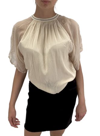 Diesel T-Shayla Top Damen Bluse Blusenshirt Kurzarm Creme