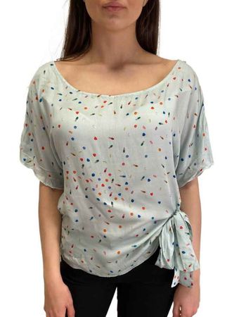 Diesel T-NES Top Camicia Damen Bluse Kurzarm Hellblau