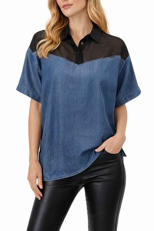 Diesel DE-Mulder CAMICIA Damen Blusenshirt Denim Schwarz