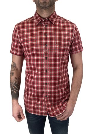 Diesel S-Jugo Camicia Herren Hemd Karohemd Rot