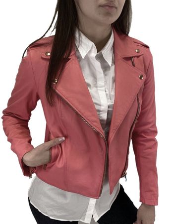 Diesel L-Revi Giacca Damen Lederjacke Bikerjacke Rot