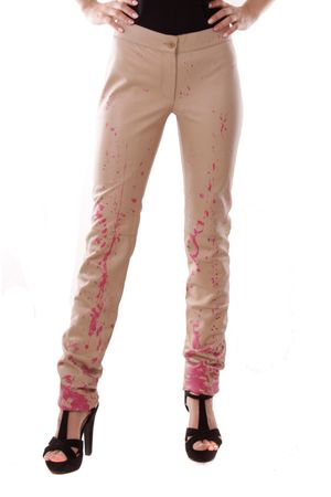 Dolce & Gabbana D&G Damen Lederhose Sand Graffiti Gr. 34  #133