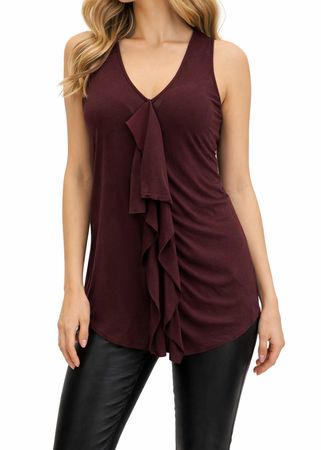 Diesel T-Genet Top Camicia Damen Bluse Ärmellos Weinrot