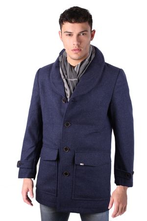 Timberland Herren Mantel Wollmantel Traveller Shearl Dunkelblau Gr. M #TL543