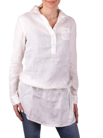 Timberland Damen Longbluse Leinen Weiß Gr. S #TL701